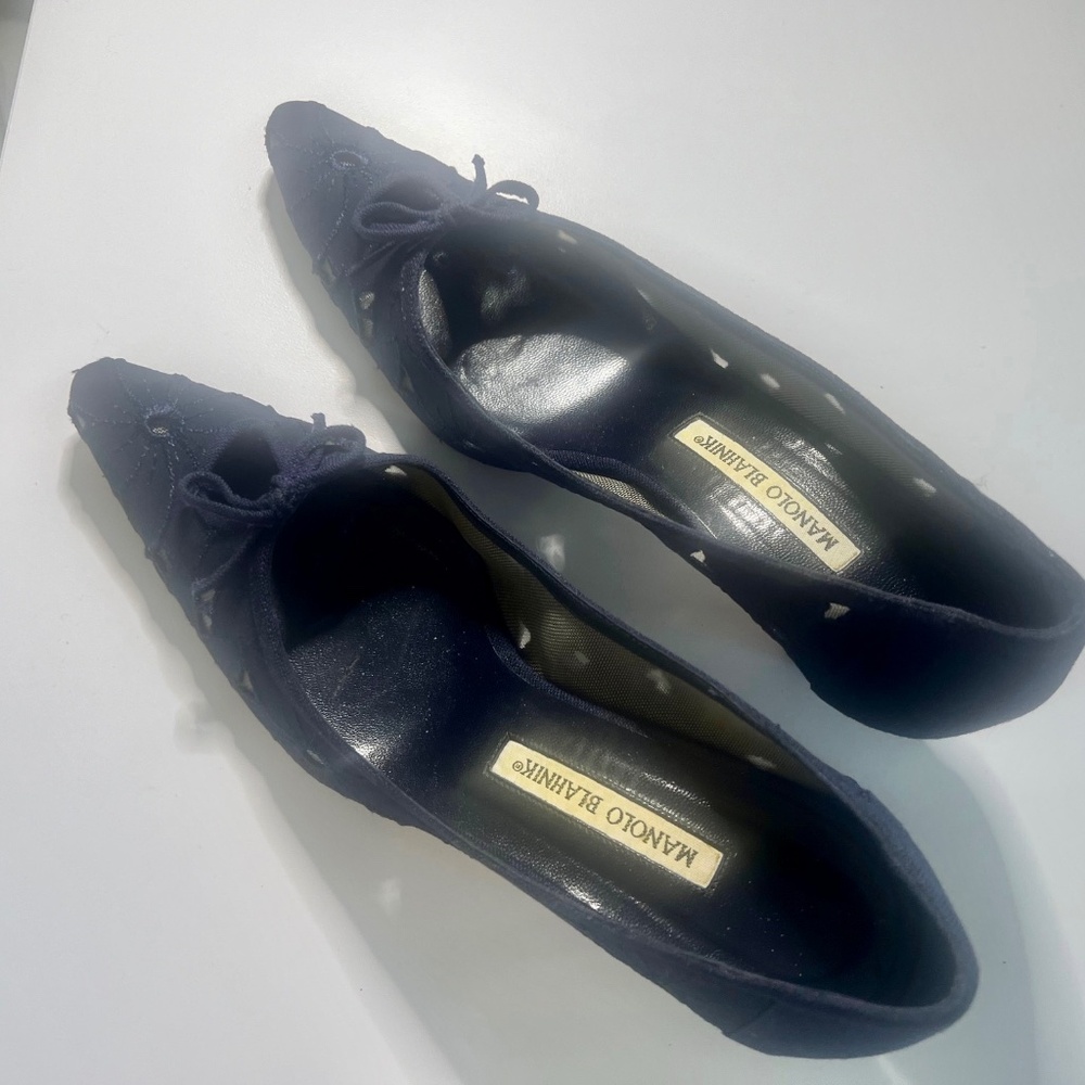 Manolo Blahnik Low-heeled Blue Pumps